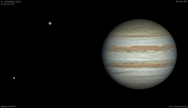 Юпитер, Европа, Ганимед. 21 ноября 2023 - астрофотография