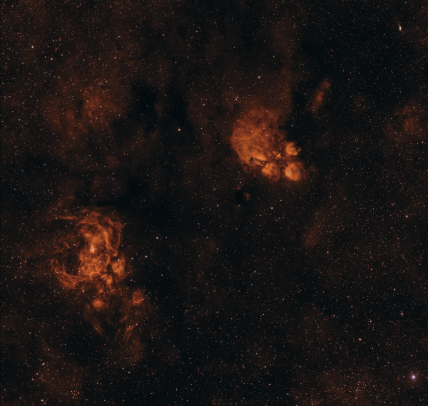 NGC 6334 (туманность Кошачья Лапа), NGC 6302 (Туманность бабочка), NGC 6357 (туманность Лобстер) - астрофотография