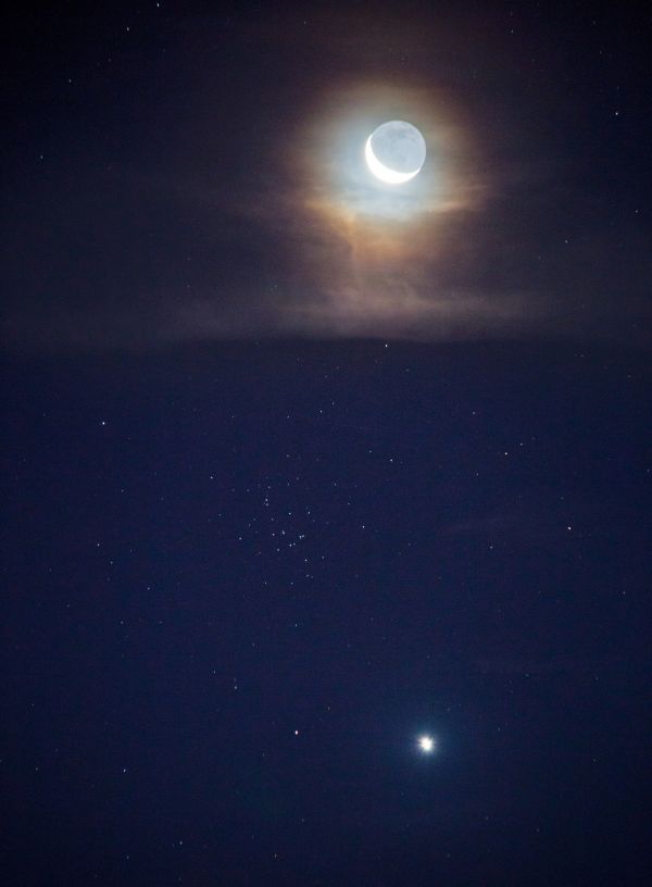 Луна, Венера и Ясли - астрофотография