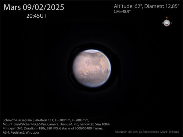 Mars 2025.02.09, 20:45 UT - Astrophotography