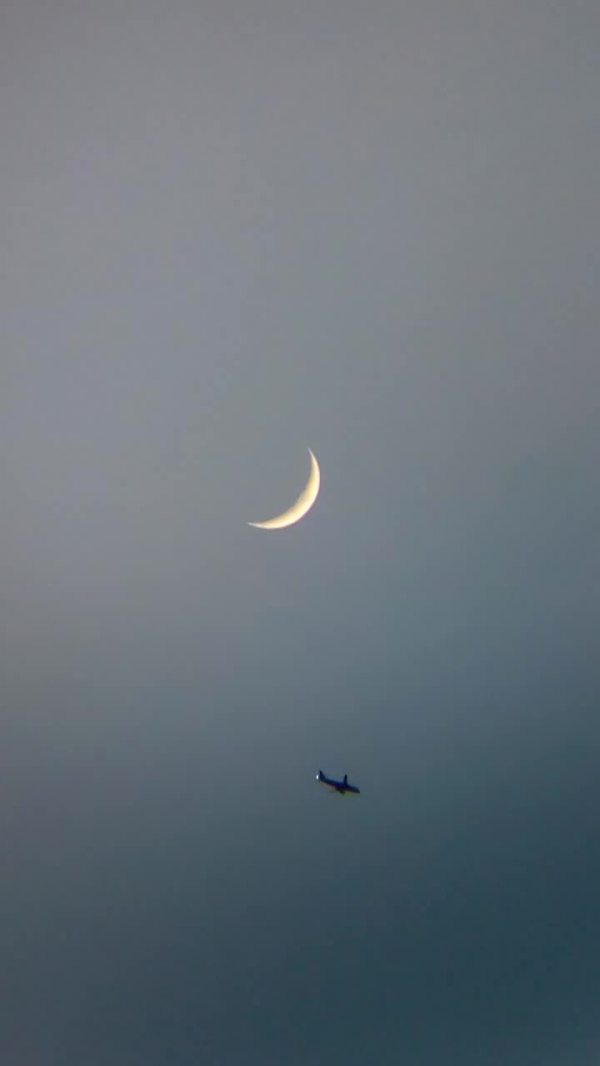 Луна и самолет. 15.02.2021 - астрофотография