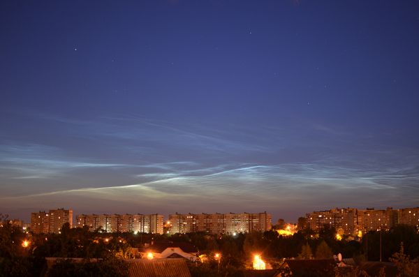 Silver clouds over the village of Minsk - Astrophotography