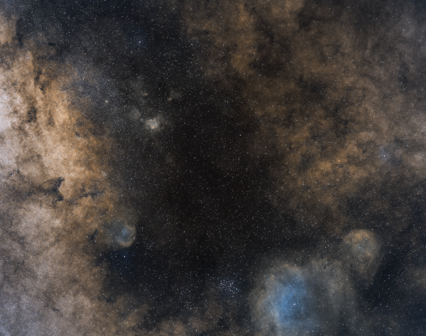 Центральная часть Млечного пути (Кластер Бабочка, Sh2-15, Sh2-13, NGC 6374, Sh2-16, Sh2-18, Sh2-20) - астрофотография