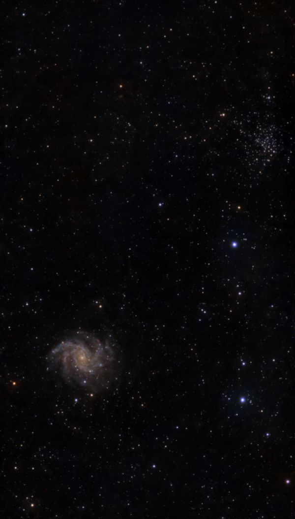 Галактика Фейрверк (NGC 6946) и рассеянное скопление NGC 6939 - астрофотография