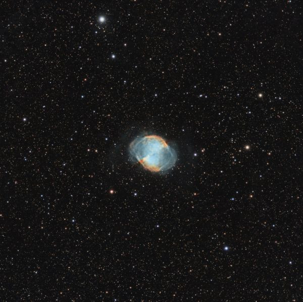 M27 - Dumbbell Nebula, ED80 F/7.5, 2 hrs - Astrophotography