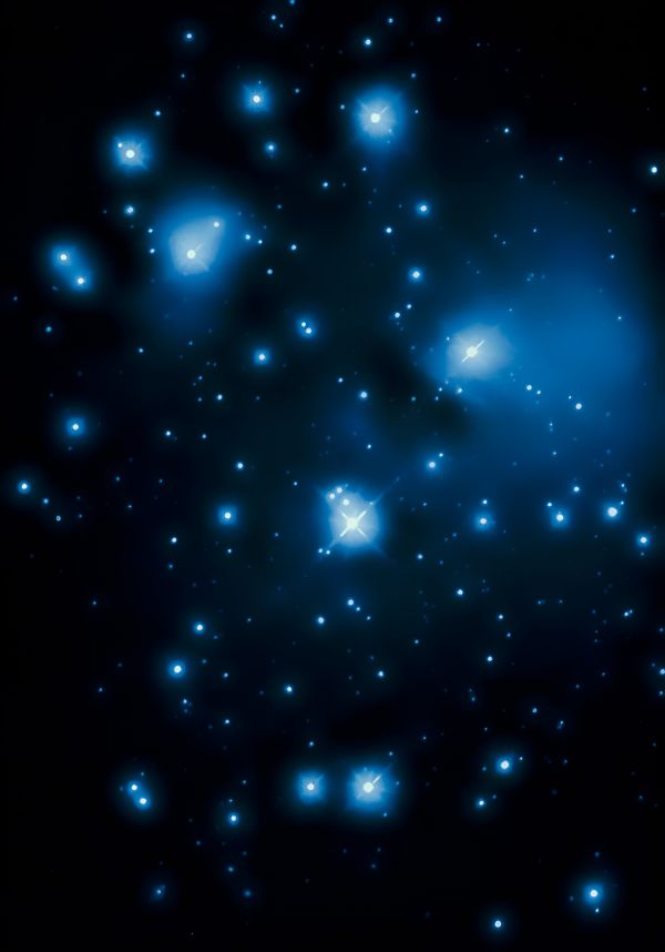 Рассеянное звёздное скопление Плеяды М45 и астеризм в созвездии Тельца - астрофотография