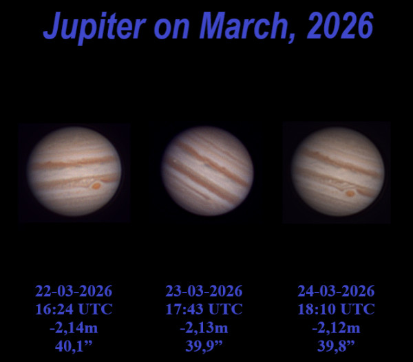 Jupiter on March 22-23-24, 2026 - Astrophotography