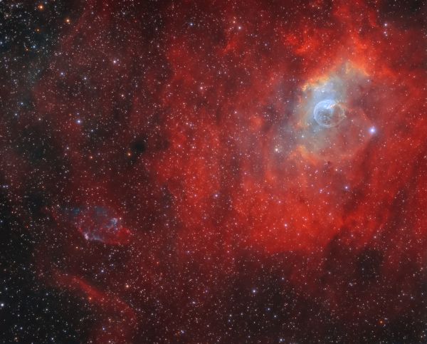 Planetary nebula KjPn 8 (PN G112.5-00.1, K3-89) and Bubble Nebula (NGC7635) - астрофотография