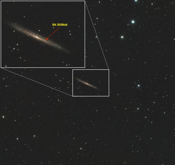 Galaxy NGC 5907 with supernova SN 2026kid - Astrophotography