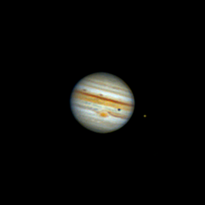 Юпитер и Ио (с тенью) 08.10.2021 - астрофотография