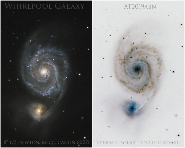 Whirpool Galaxy M51, AT2019abn - астрофотография