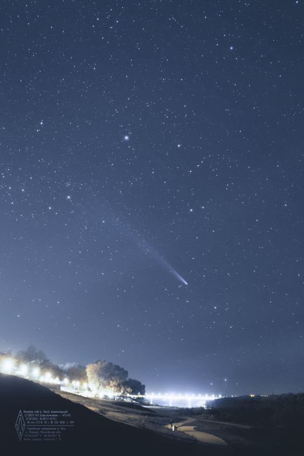Comet C/2023 A3 over the Oka River - Astrophotography