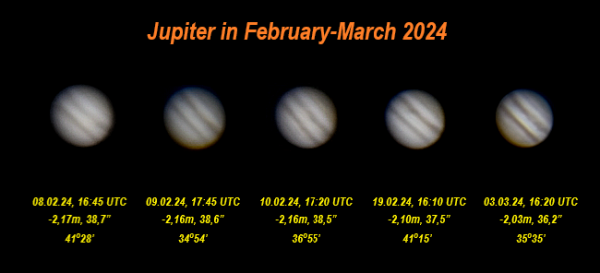 Юпитер февраль-начало марта'24 - астрофотография
