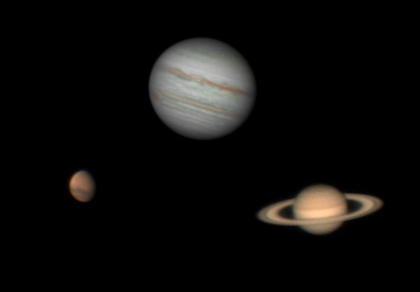 Юпитер, Сатурн, Марс - астрофотография