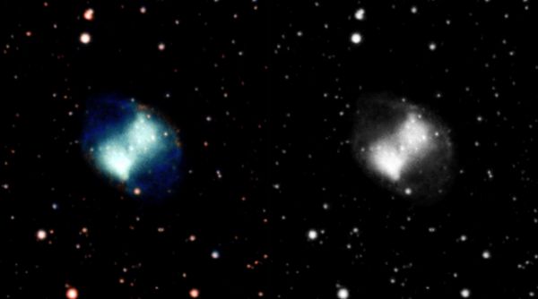 Планетарная туманность М27 Гантель -цветное и монохромное изображение - астрофотография