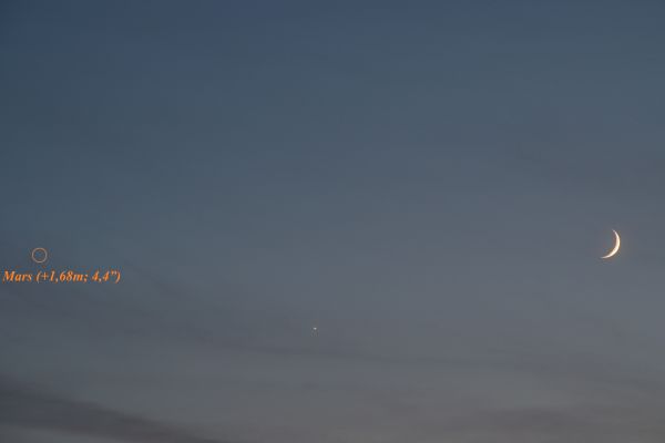 Сближение Луны, Венеры и Марса 21.06.23 - астрофотография