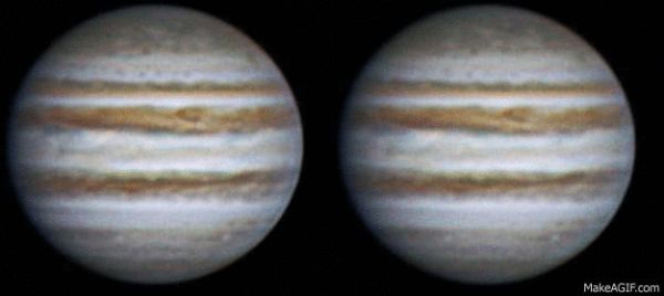 Rotation of Jupiter, 5 feb 2013, 21:38-21:55 (3D parallel) - астрофотография