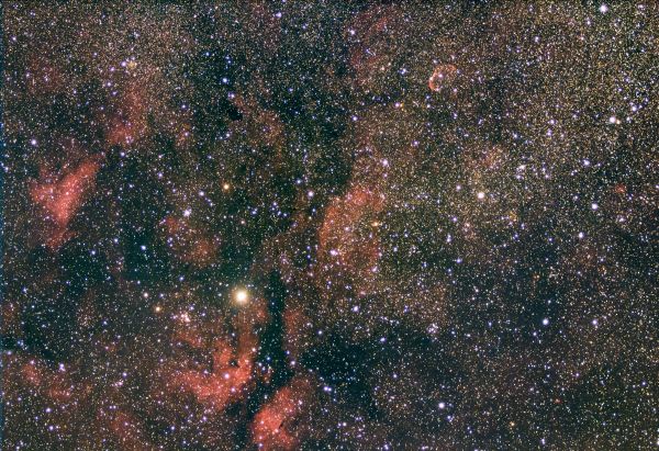 The star Sadr and its nebulous surroundings in the constellation Cygnus - Astrophotography
