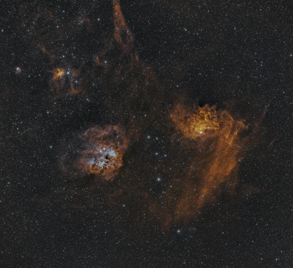 IC 405 & IC 410 - The Flaming Star & Tadpoles Nebula (SHO) - астрофотография