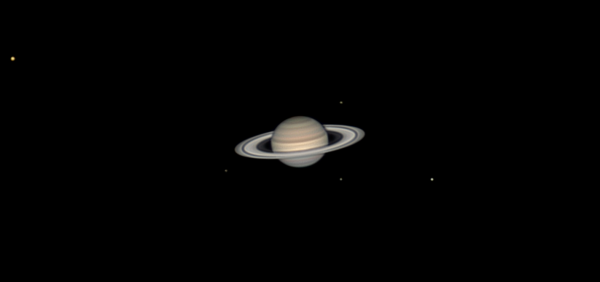 Сатурн и спутники Титан, Рея, Тефия, Диона, Энцелад - астрофотография