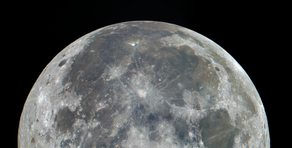 Панорама из 4 снимков. Лучи расходящиеся от кратеров Коперник и Кеплер. Луна 09.02.2020. 99,8%. - астрофотография