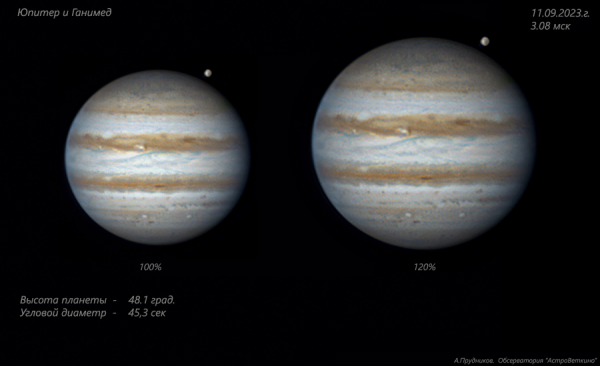 Юпитер и Ганимед. - астрофотография