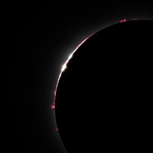 Полное солнечное затмение 08.04.2024. Четки Бэйли при втором контакте - астрофотография