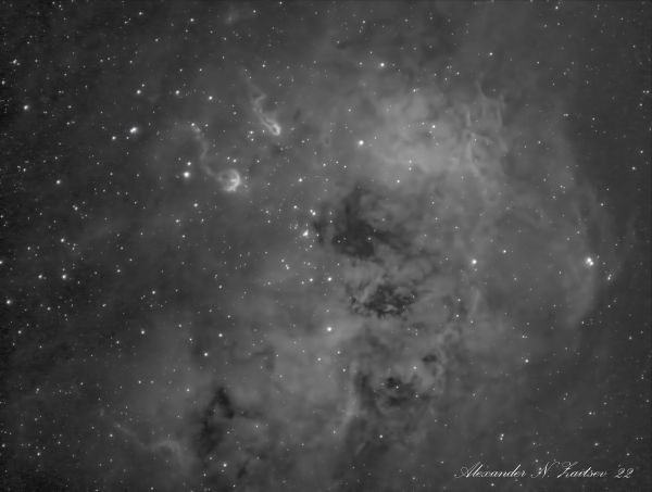LBN 807 (IC 410, NGC 1893, OCL 439) in Ha - астрофотография
