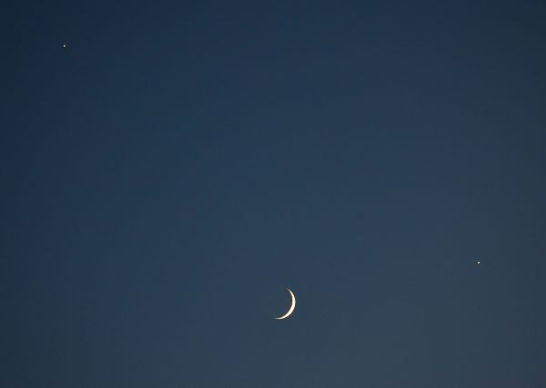 Сближение Луны, Венеры и Юпитера 22.02.23 - астрофотография