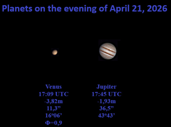 Venus and Jupiter from April 21, 2026. - Astrophotography