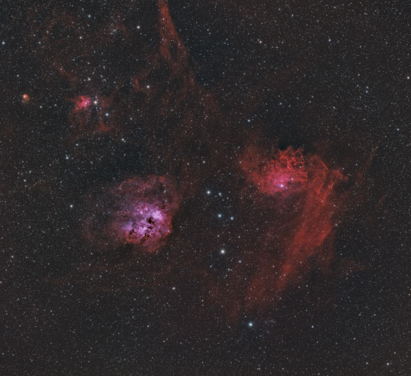 IC 405 & IC 410 - The Flaming Star & Tadpoles Nebula (HOO) - астрофотография