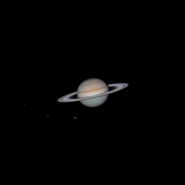 Сатурн со своими спутниками  - астрофотография