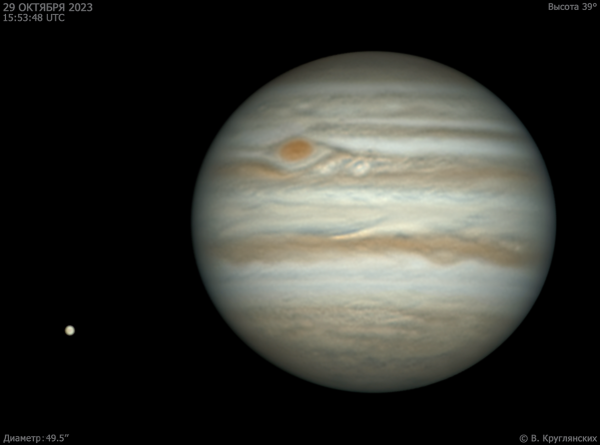 Юпитер и Европа. 29 октября 2023 - астрофотография