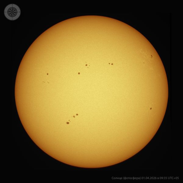 Sun (photosphere) 09:35 UTC+05 01.04.2026 - Astrophotography
