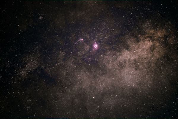 Wide field Lagoon Nebula and Trifid Nebula - Astrophotography