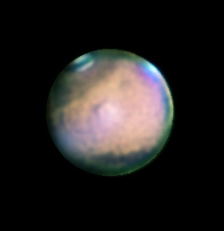 Марс, облака над Олимпом - астрофотография