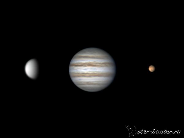 Venus, Jupiter, Mars (17 december 2015) - астрофотография