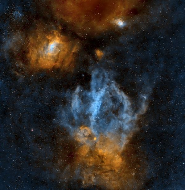 Omar is trying to pierce the Bubble (SH2-162) with the Claw (SH2-157) - Astrophotography