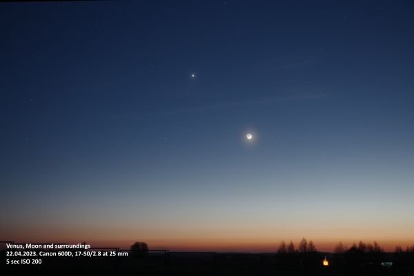 Moon and Venus, sunset - астрофотография
