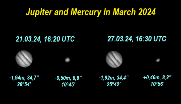 Юпитер и Меркурий в марте 2024 - астрофотография