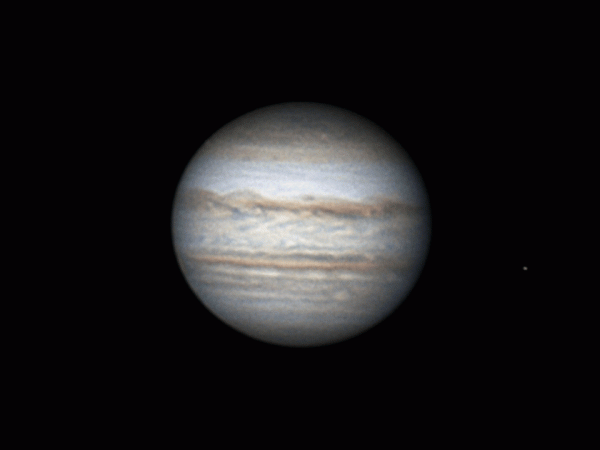 Jupiter and Io, 27.08.2022 (00:29-01:05) - астрофотография