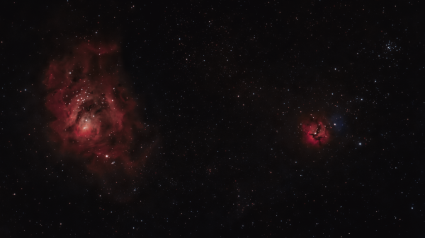 Lagoon Nebula M 8, Trifid Nebula M 20 and open star cluster M 21 - Astrophotography