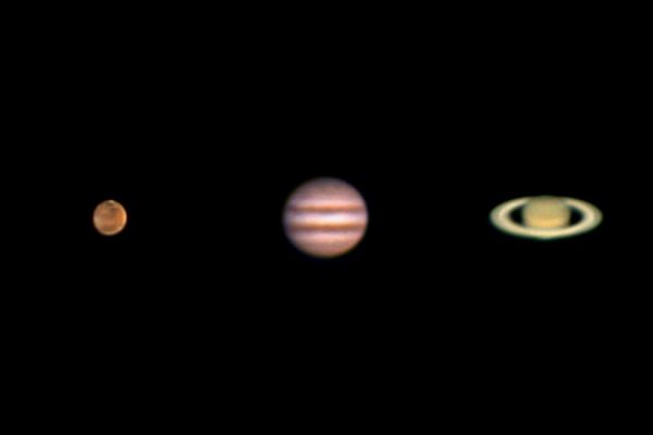 Mars, Jupiter and Saturn in one day in one scale. 14 may 2014, Sky-Watcher SK90Mak - астрофотография
