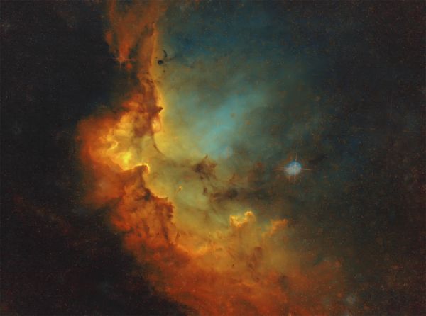 NGC 7380 (Колдун) без звезд в (Sinthetic L)SHO + (SHO as RGB) palette - астрофотография