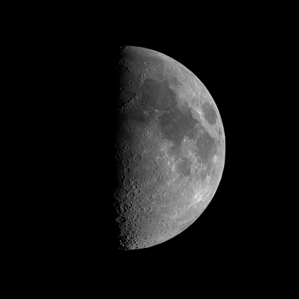 Луна в прямом фокусе на дипскайную камеру - астрофотография