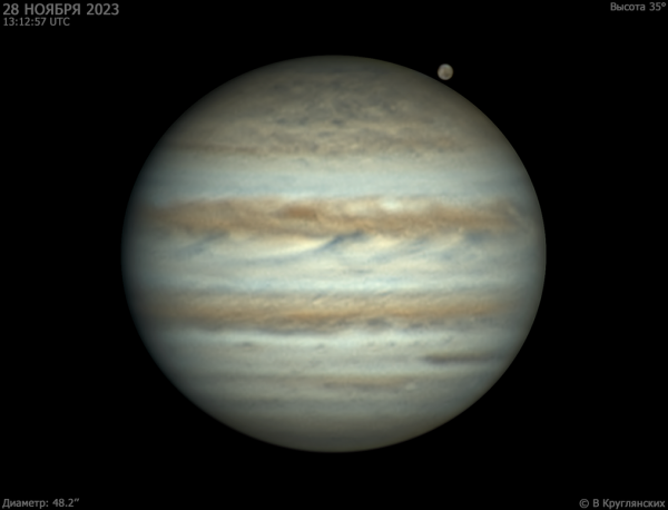 Юпитер и Ганимед. 28 ноября 2023 - астрофотография